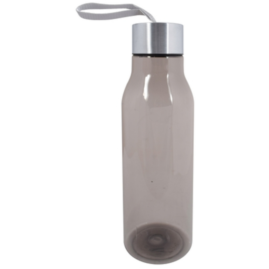Cylinder Water Bottle Transparent Black Closed